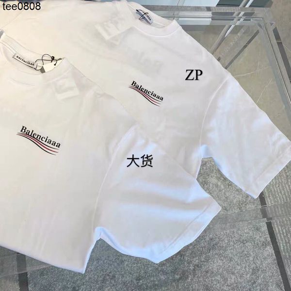 

paris balencaigass family correct men's and women's loose t-shirt 2021 short sleeve t-shirt cola white t men's and women'