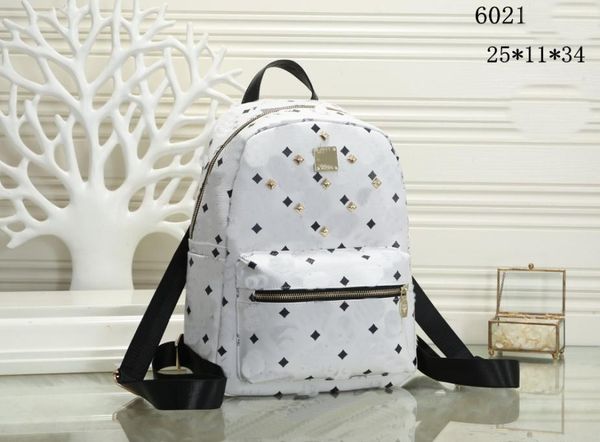 

leather style student travel backpack men women rivet backpack
