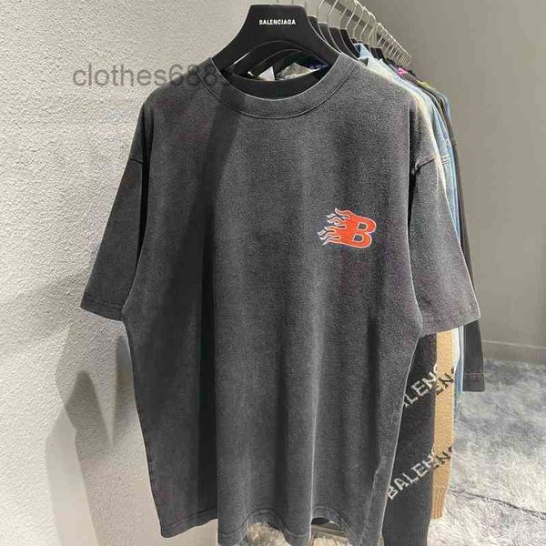 

men's shirts designer bbalencigass t shirt sweaters original classic front back flame printed sleeves washed made old  lc9w, White;black