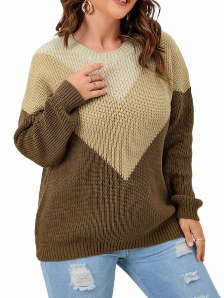 

plus size t-shirt plus chevron pattern drop shoulder sweater f3kw#, Black