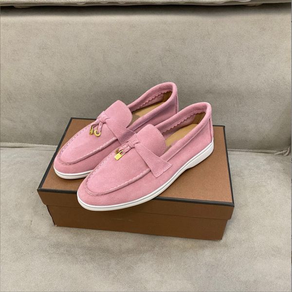 

suede velvety dress shoes lazy loafers flats shoe luxury designer leather womens loro british style spring autumn man driver car summer walk, Black