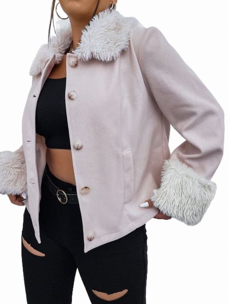 

plus size outerwear & coats plus contrast collar colorblock overcoat p1f1#, Black