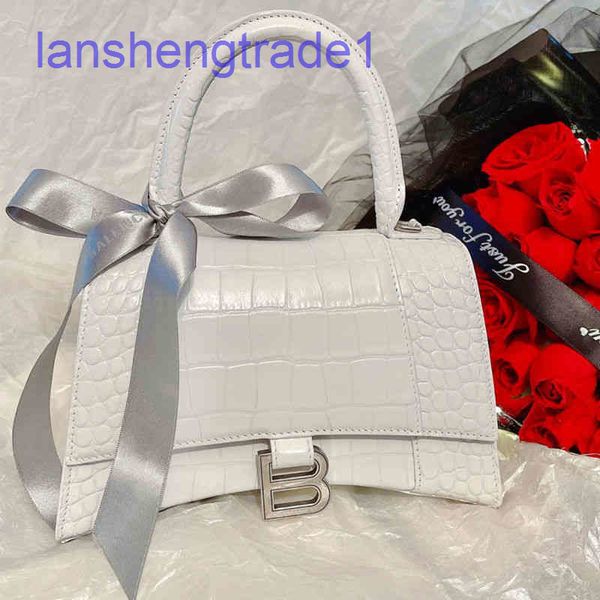 

bags balenciga star's same bag women's 2022 fashion versatile family crocodile hourglass leather messenger bag
