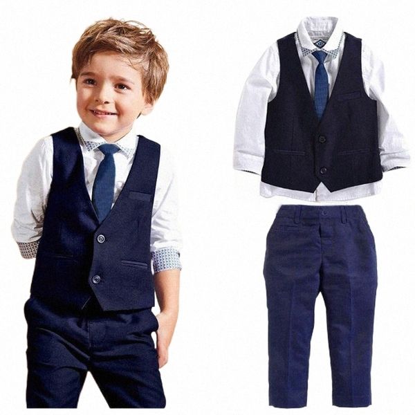 

men's tracksuits men's tracksuits 3pieces set autumn 2022 children's leisure clothing sets kids baby boy suit vest gentleman, Gray