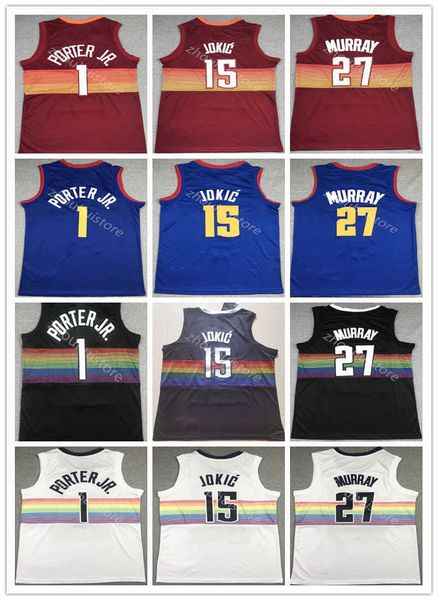 

jersey men vintage 1 michael porter jr. nikola 15 basketball jerseys jokic jamal 27 murray city earned blue retro shirt black red sports sho