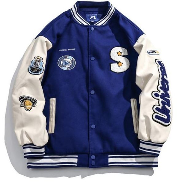 

men's jackets gmiixder men hip hop flocking baseball jacket women trend klein blue bomber jacket oversize all-match casual varsity coat, Black;brown