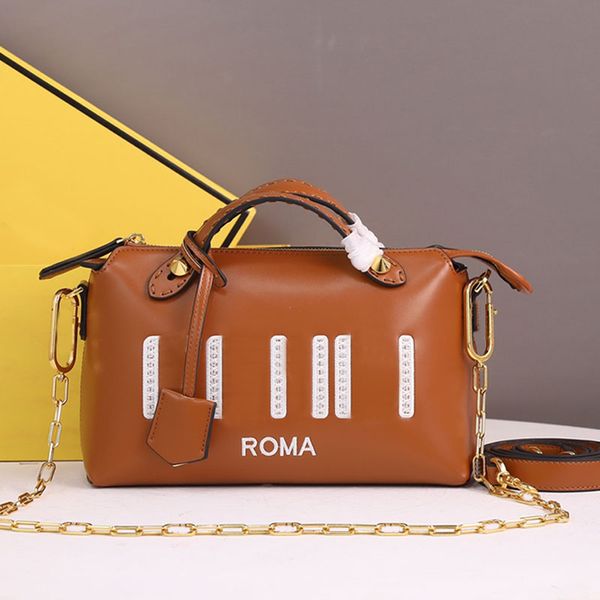 

boston handbag purse crossbody bag cowhide leather removable strap fashion letters zipper closure women small tote bags