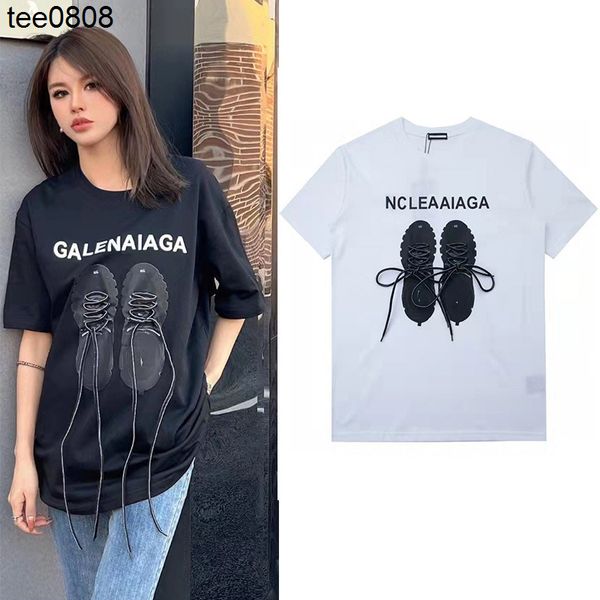 

the correct version has been tested. 2022 summer balencaigass family black shoes wear rope short sleeved t-shirts for men and women, White