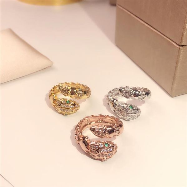 

new pattern snake ring golden classic fashion party jewelry for women rose gold wedding luxurious snake open size rings shipp237e, Silver