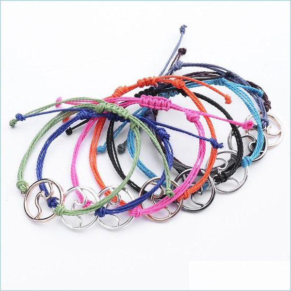 

charm bracelets handmade wave bracelet waterproof girls colorf jewelry charms braid cord bohemian vintage strand braided friendship b dhyon, Golden;silver