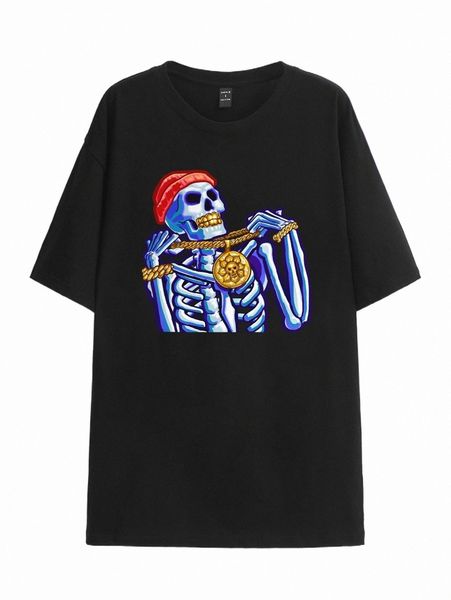 

women's t-shirt x estabon jay skull graphic oversized tee 88b8#, White