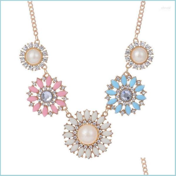

chokers chokers beautif plan vintage flower statement chunky party chain jewelry pearl necklaces small daisy for women clavicle elle2 dhicf, Golden;silver