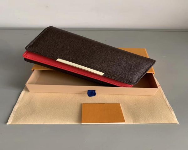 

2020 fashion designer clutch genuine leather wallet with box dust bag, Red;black