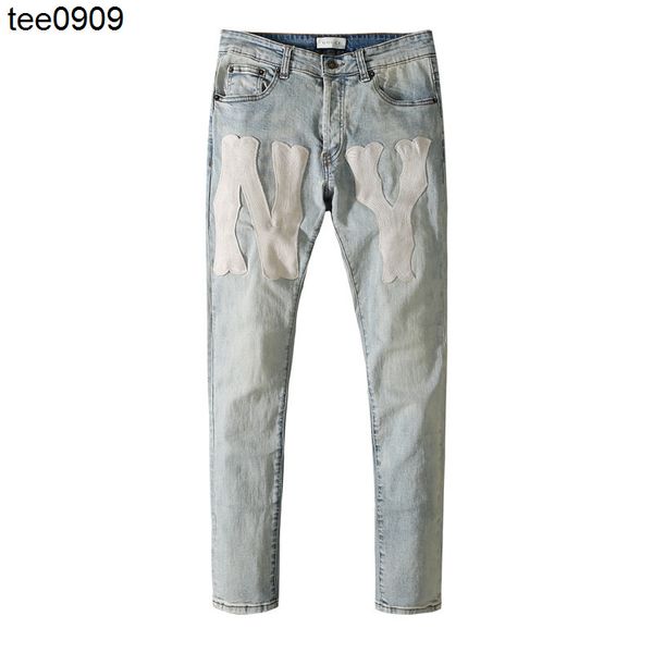 

men's jeans men's non elastic simple casual fashion pants jeans, Blue