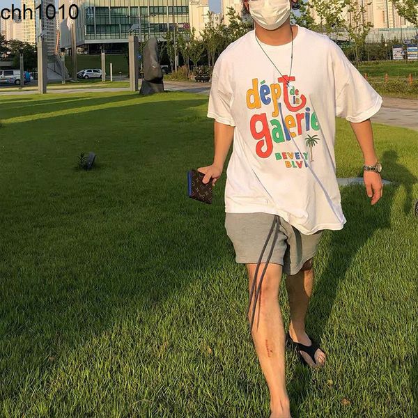 

gary dept ouyang tee nana same rainbow letter fog men's and women's loose high street fashion short sleeve t-shirt, White;black