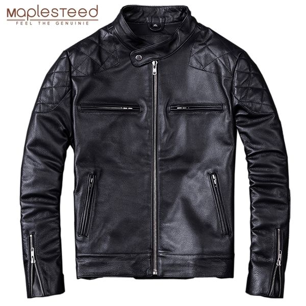 

men's leather faux maplesteed 100% natural calf skin jacket for men motorcycle jackets moto biker clothing man coat winter 5xl m011 220, Black