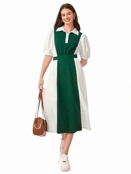 

casual dresses puff sleeve colorblock dress 2022 new n6vw#, Black;gray