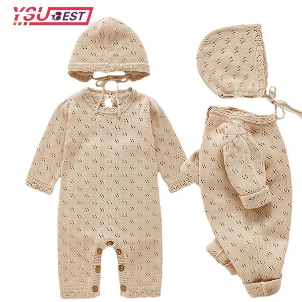

rompers born baby rompers hats clothes sets autumn winter solid knitted infants kids boy girl sweaters jumpsuits outfits 2pc knitwear 220908, Blue