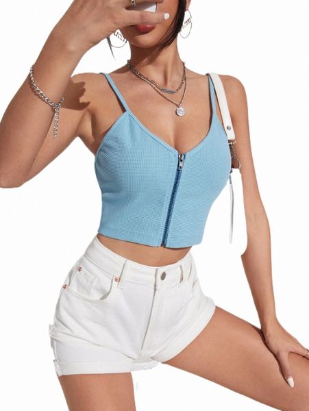 

women's tanks & camis solid zip up cami 2022 new z4sx#, White
