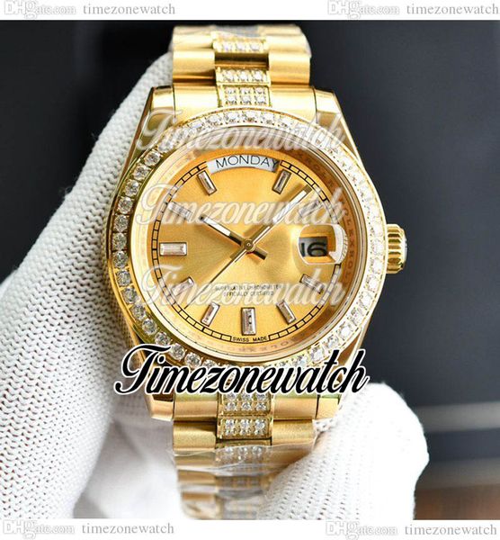 

40mm daydate 228238 automatic mens watch 18k yellow gold diamonds bezel gold diamond dial oystersteel bracelet new watches twrx timezonewatc, Slivery;brown