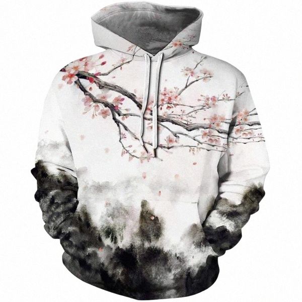 

men's hoodies & sweatshirts men's hoodies & sweatshirts hoodie autumn winter thin hooded sweatshirt 3d printing trees pocket draws, Black