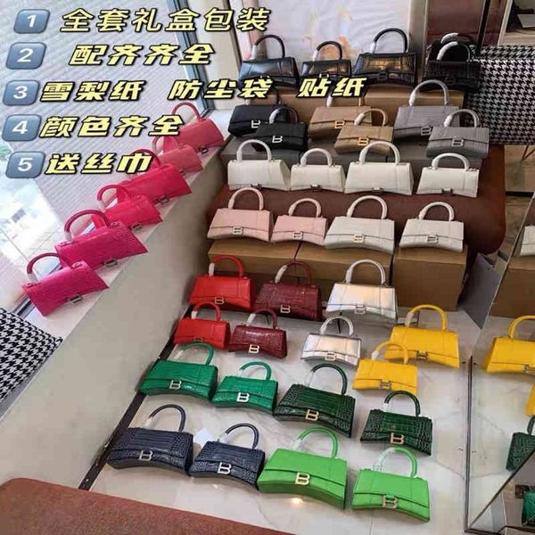 

women handbags classic balencigass bags fashion family trend letter buckle hourglass bag crocodile pattern leather hand women's single