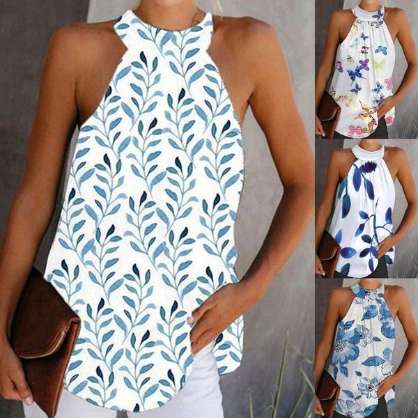 

off shoulder butterfly print shirt blouse women halter summer casual, White