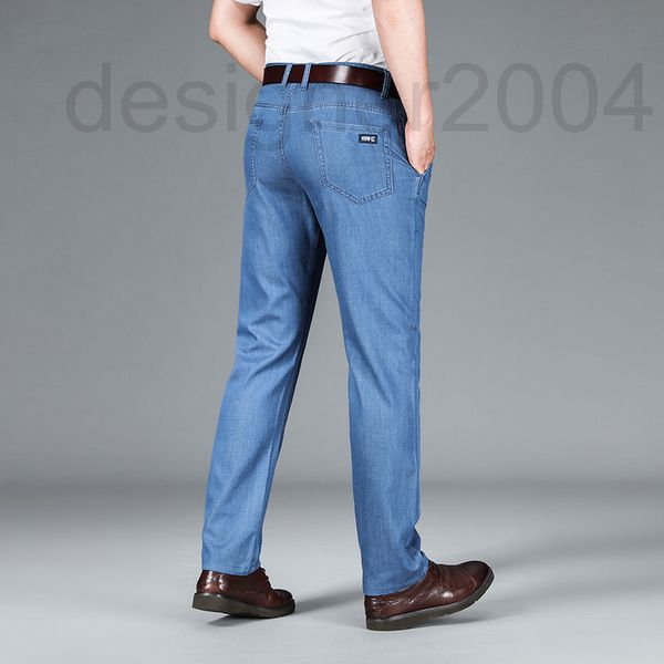 

men's jeans designer tencel modal men's thin jeans loose straight casual pants summer business high-end high-quality 811p, Blue