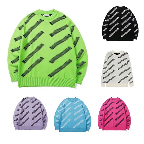 

men's sweaters womens autumn and winter french tide brand knitted sweater round neck full of letter jacquard casual lazy wind external, White;black