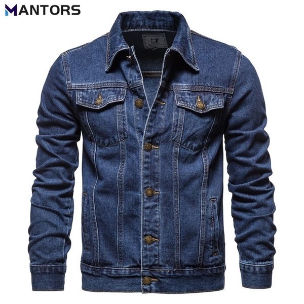 

men's jackets mantors spring autumn mens denim cotton slim long sleeve men coat fashion streetwear jean trendy bomber 220908, Black;brown