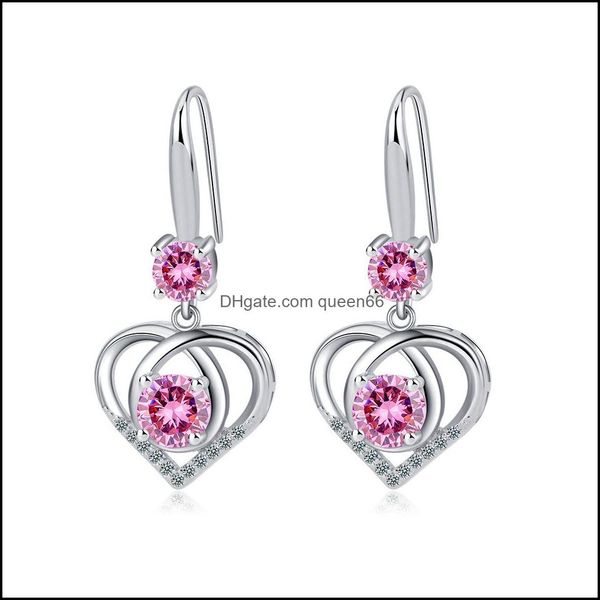 

charm s925 stamp sier plated earrings heart charms blue pink white zircon earring jewelry shiny crystal tassel hoops pie dhseller2010 dhnsi, Golden