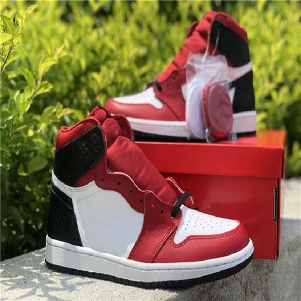 

2021 release 1 high og wmns satin snake basketball shoes cd0461-601 1s gym red white-black men women outdoor sports sneakers with origi303i