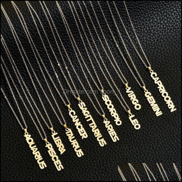 

pendant necklaces personalized 18k gold stainless steel english letter zodiac necklace 12 constellation necklaces custom dhseller2010 dhvnn, Silver