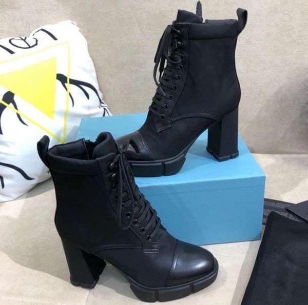

classic cowhide short boots high heels ladies fashion thick heeled boots su, Black