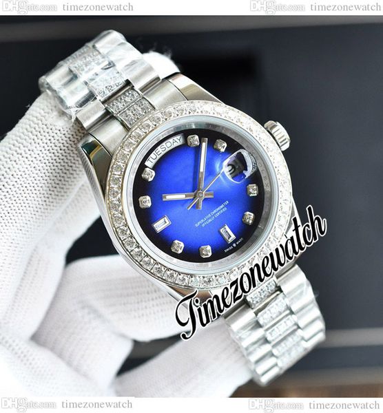 

40mm daydate 128239 automatic mens watch steel diamonds bezel d-blue diamond dial oystersteel bracelet new watches twrx timezonewatch e431a1, Slivery;brown