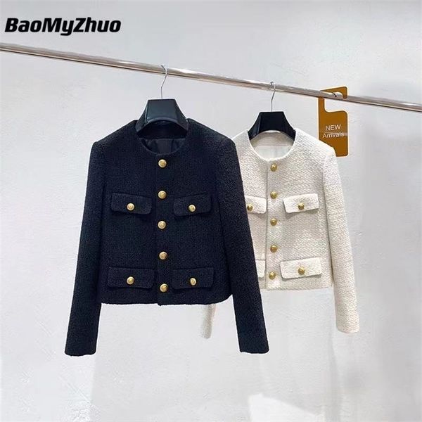 

womens jackets luxury female fashion golden single breasted coat jacket women vintage outerwear autumn jackets branded 220908, Black;brown