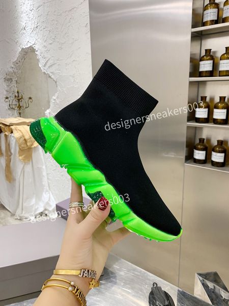 

knitting elasticity ankle boots fashion 35-46 designer printing mixed colors sock shoes stretch boot half stiletto booty high heel womens ly, Black