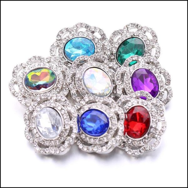 

other oval rhinestone snap button jewelry components 18mm metal flower snaps buttons fit bracelet bangle noosa b1205 dro dhseller2010 dhxlt, Blue;slivery