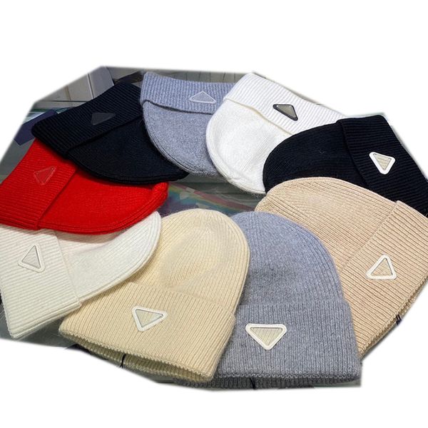 

designer winter beanie knitted hats skull caps simple triangle cashmere for man woman winter 9 color, Blue;gray