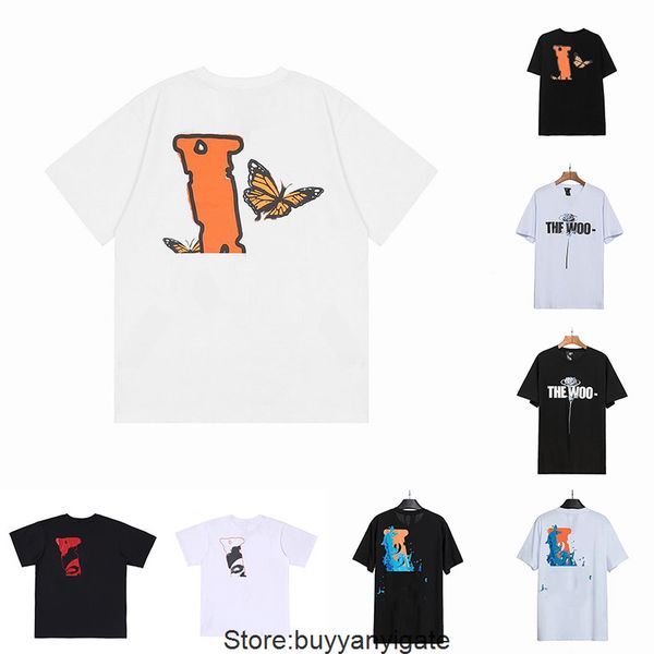 

summer mens women designers t shirts loose tees fashion brands man s casual vlones tshirt luxurys clothing street shorts sleeve clothes 9fz, White;black