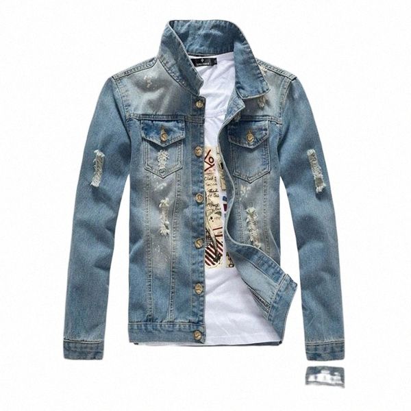 

men's hoodies & sweatshirts denim coat light-colored men's large jacket hole jeans korean trendy mind blue size style hoodies & sw, Black