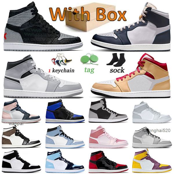 

designer jumpman 1 men basketball shoes bred patent 1s sneakers sports rebellionaire georgetown light smoke grey camo surfaces women