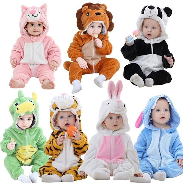 

rompers baby rompers winter costume flannel for girl boy toddler infant clothes kids overall animals panda tiger lion unicorn ropa bebe 2209, Blue