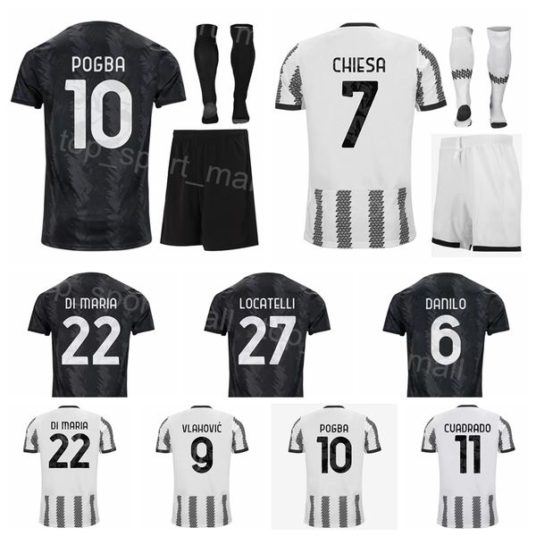 

club 2022-23 man kids soccer 9 dusan vlahovic jersey set 7 federico chiesa 10 paul pogba 22 angel di maria 11 juan cuadrado 8 weston mckenni, Black
