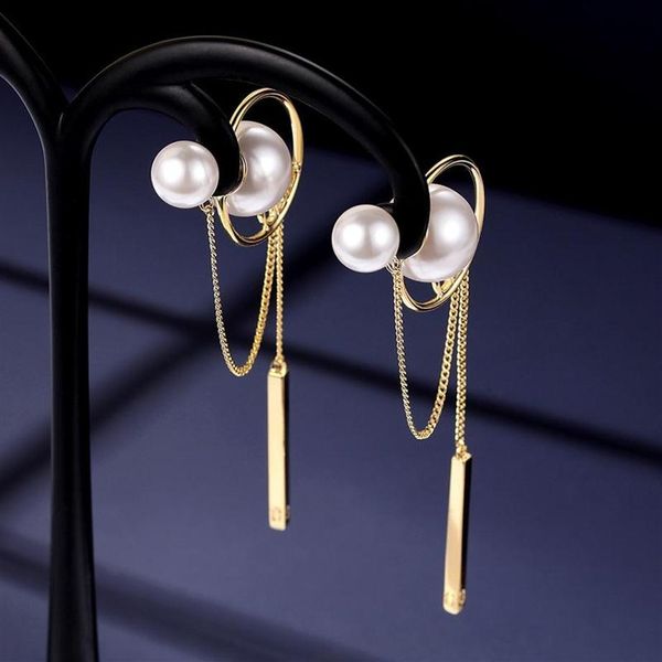 

korea tassel earrings women simple fashion pearl earrings fashion temperament net red home women271w, Golden;silver