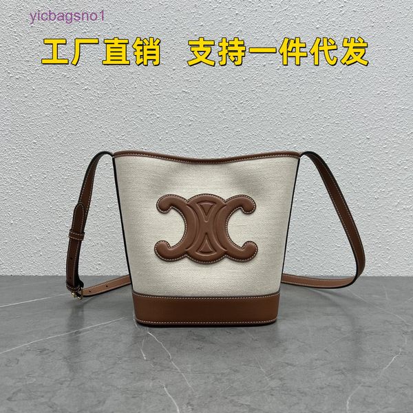

bag celnes triumphal arch bucket bag 2023 spring summer new fashion canvas large capacity leather one shoulder messenger female