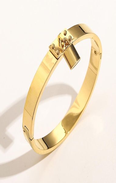 

bangle bracelet with lock charm bracelets gold color party holiday gift zg1, White
