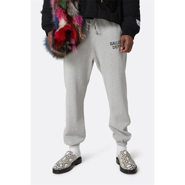 

trendy galleryes classic pants fashion brand american printed basic cotton terry leggings men women's sports, Black