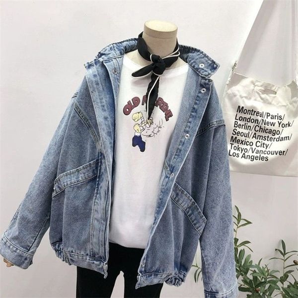 

womens jackets spring autumn woment coat loose retro women denim jacket loose korean version long sleeve women denim jacket jk183 220908, Black;brown
