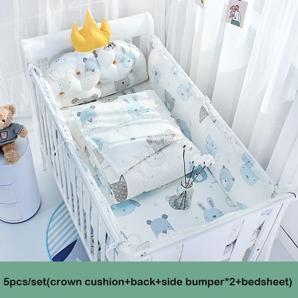 

bed rails 5pcs baby crib bumper bed linen kit cotton baby bedding set include crown cushion3pcs cot protect bumpersbed sheet zt116 220908